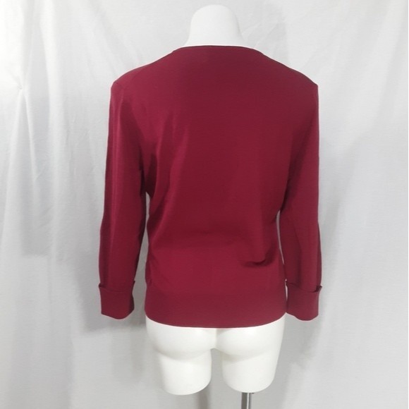 New Spenser Jeremy Large Ribbed Silk Blend Top V-Neck Knitted Cozy Chic - Picture 4 of 5